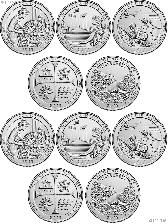 2019 National Park Quarters Complete Set P & D Uncirculated (10 Coins) MA, MP, GU,TX, ID