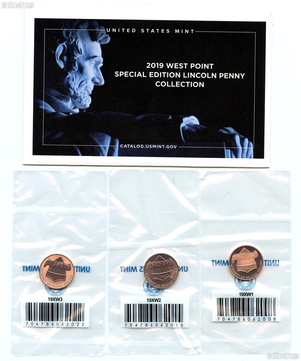 2019 West Point Special Edition Lincoln Penny Cent  Collection - Complete Set All 3 Coins