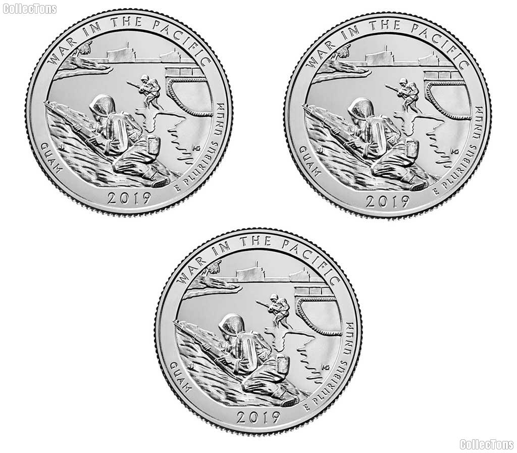 2019 P, D & S Guam War in the Pacific National Historical Park Quarters GEM BU America the Beautiful