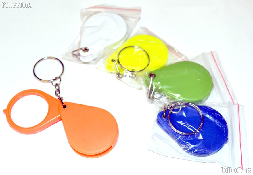 Folding 5x Pocket Magnifier with Key Chain Colored