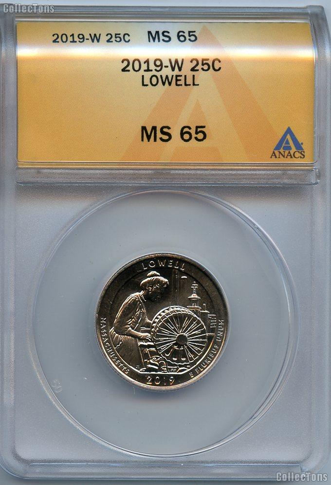 2019-W Massachusetts Lowell National Park Quarter in ANACS MS 65 Great American Coin Hunt
