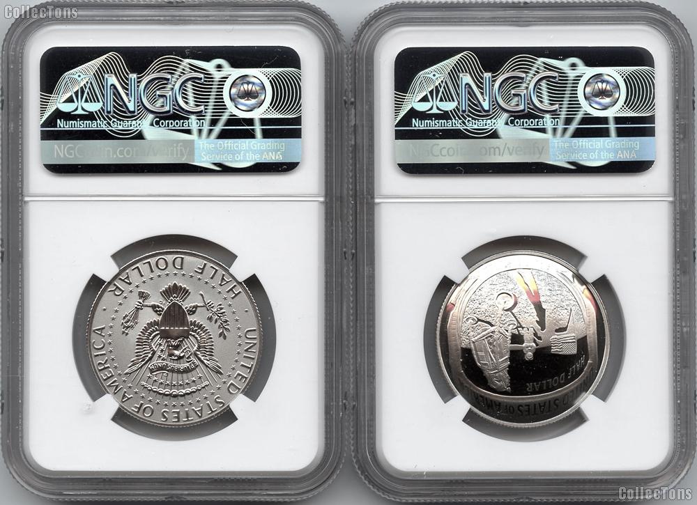 2019-S Apollo 11 50th Anniversary Half Dollar 2-Coin Set in NGC PF 70