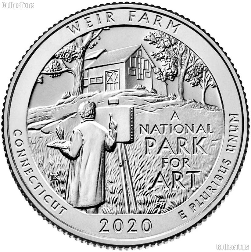 2020-P Connecticut Weir Farm Historic Site National Park Quarter GEM BU America the Beautiful