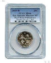 2019-W San Antonio Missions National Park Quarter in PCGS MS 66 First Week of Discovery