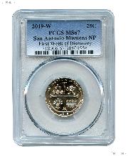 2019-W San Antonio Missions National Park Quarter in PCGS MS 67 First Week of Discovery