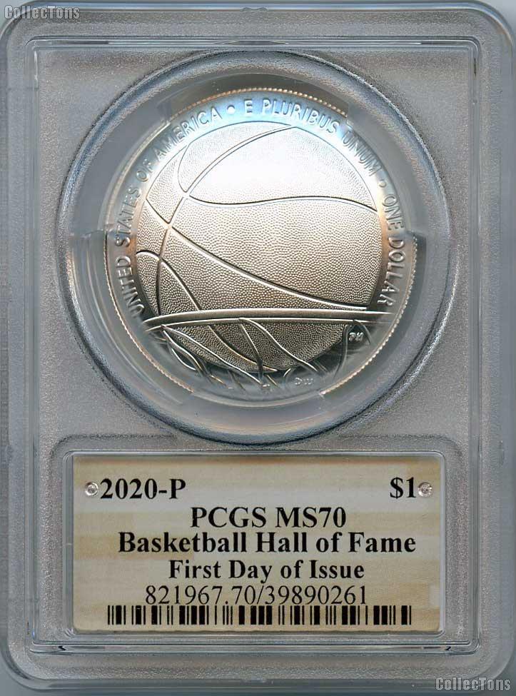 2020-P Basketball Hall of Fame Commemorative Silver Dollar Coin in PCGS