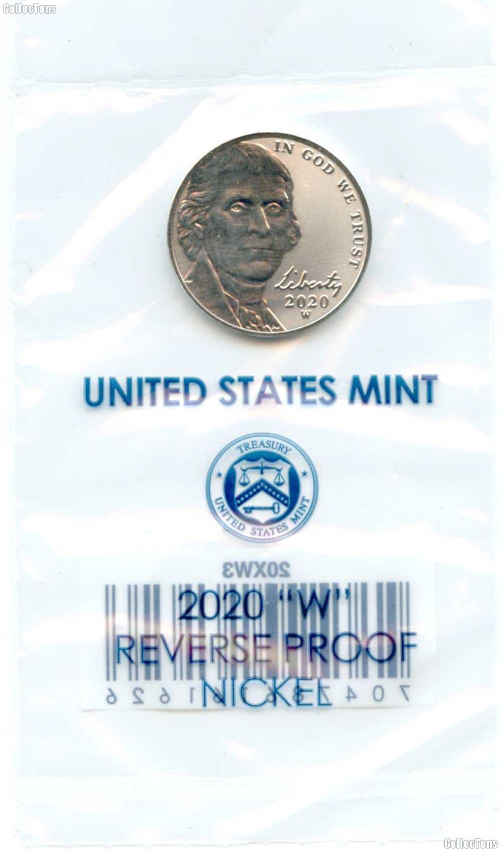2020-W Jefferson Nickel SPECIAL REVERSE PROOF Coin 2020 Reverse Proof Nickel Coin
