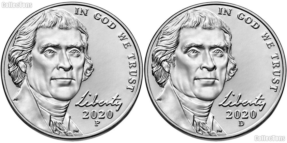 2020 P & D Jefferson Nickels Gem BU (Brilliant Uncirculated)