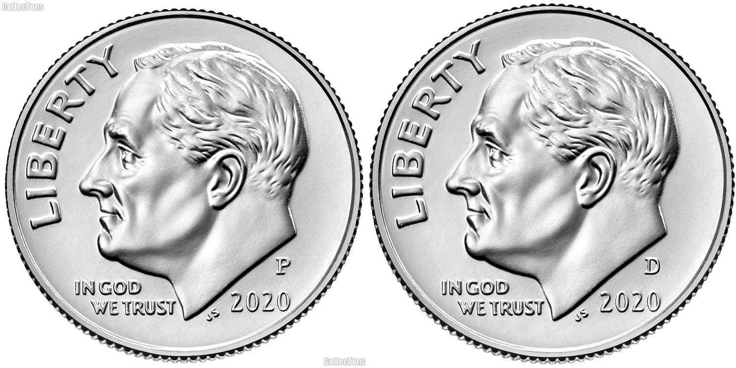 2020 P & D Roosevelt Dime GEM BU 2019 Dimes Perfect for Album