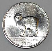 Isle of Man 1970 One Crown Manx Cat Uncirculated w/ plexiglass case