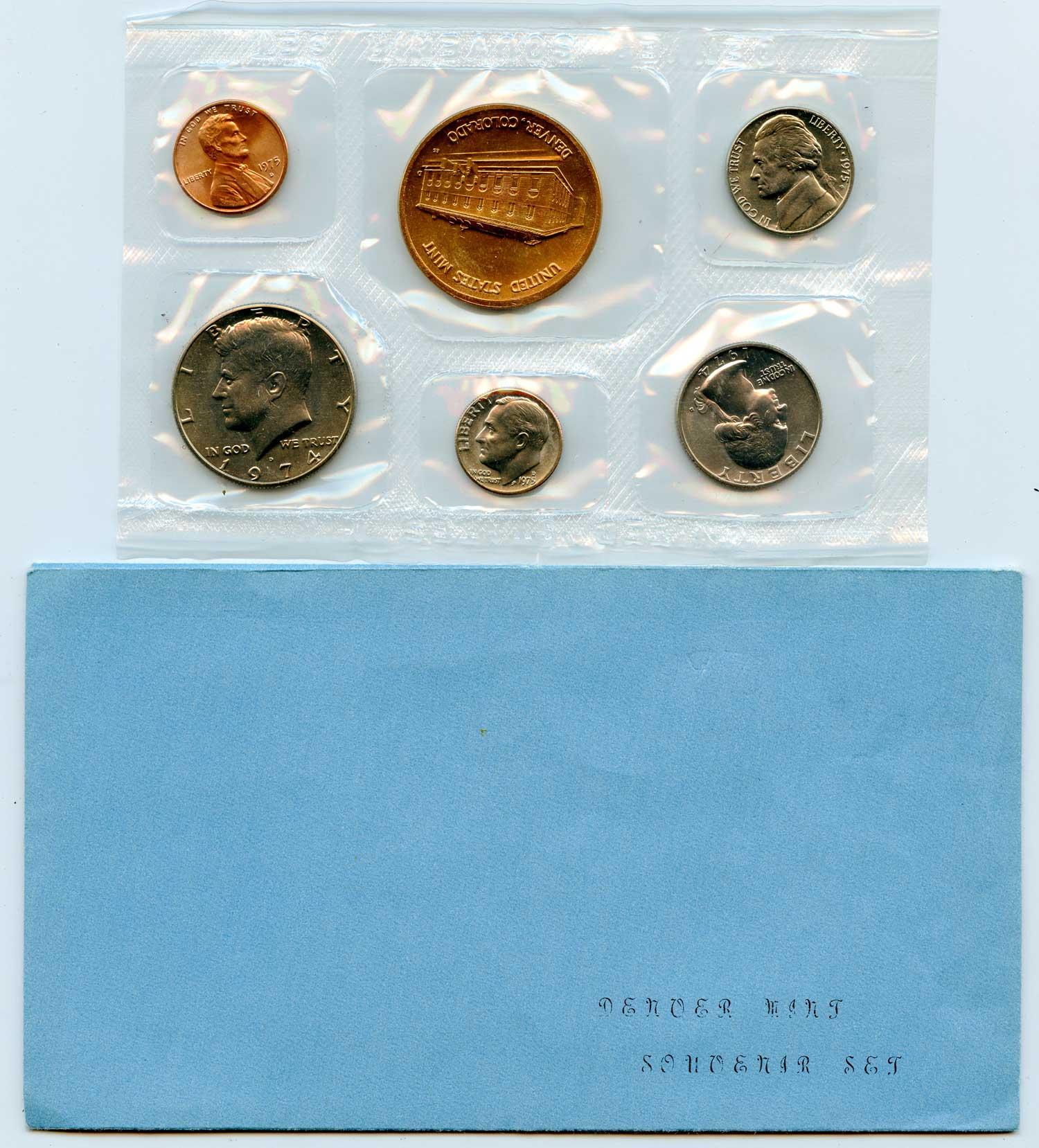 1974 1975 Scarce Dual Date Denver U.S. Mint Souvenir Set