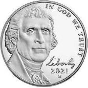 2021-S Jefferson Nickel PROOF Coin 2021 Proof Nickel Coin