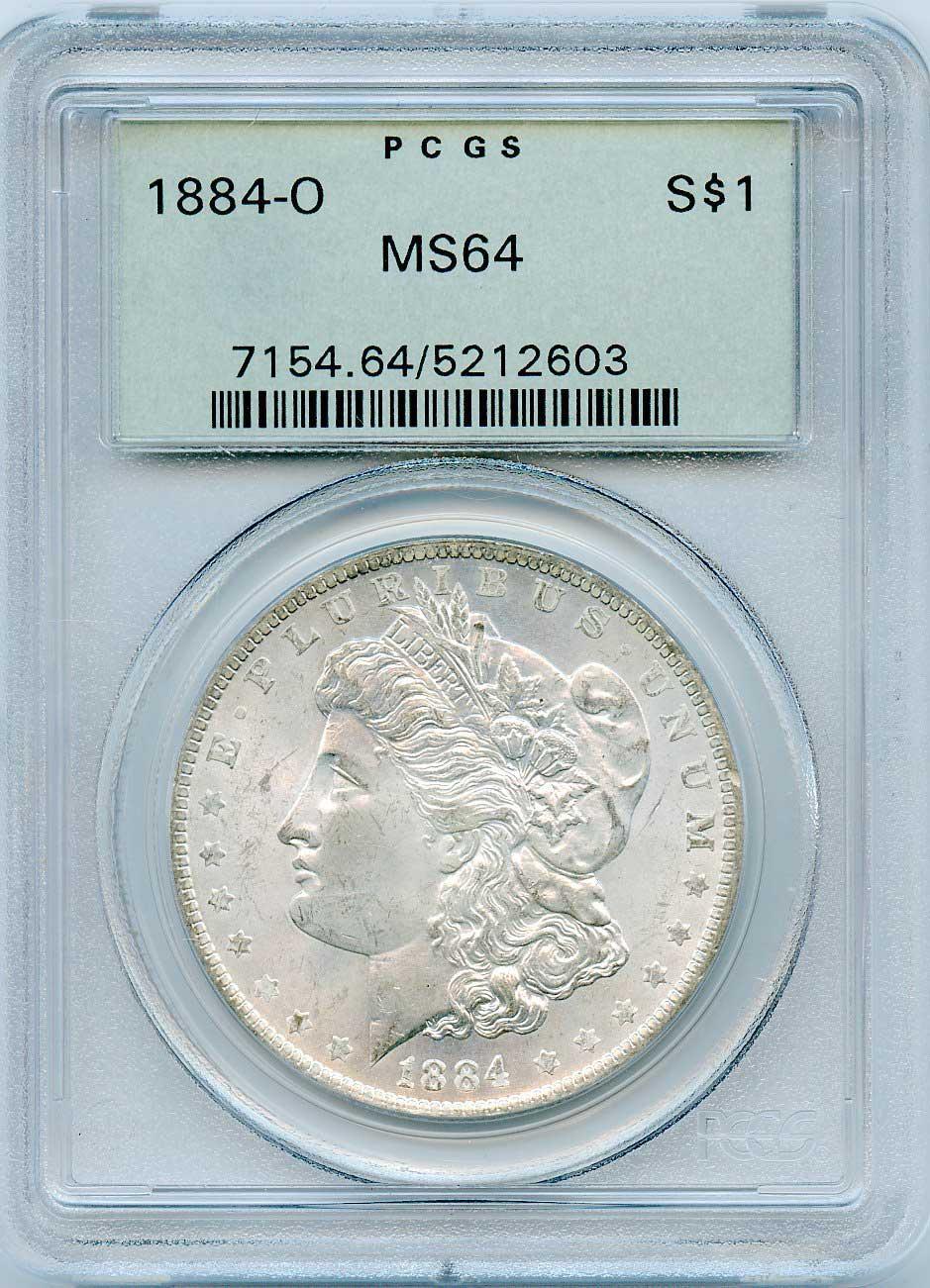 1884-O Morgan Silver Dollar - PCGS MS 64