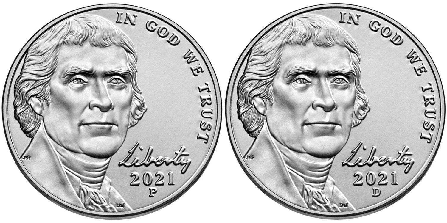 2021 P & D Jefferson Nickels Gem BU (Brilliant Uncirculated)