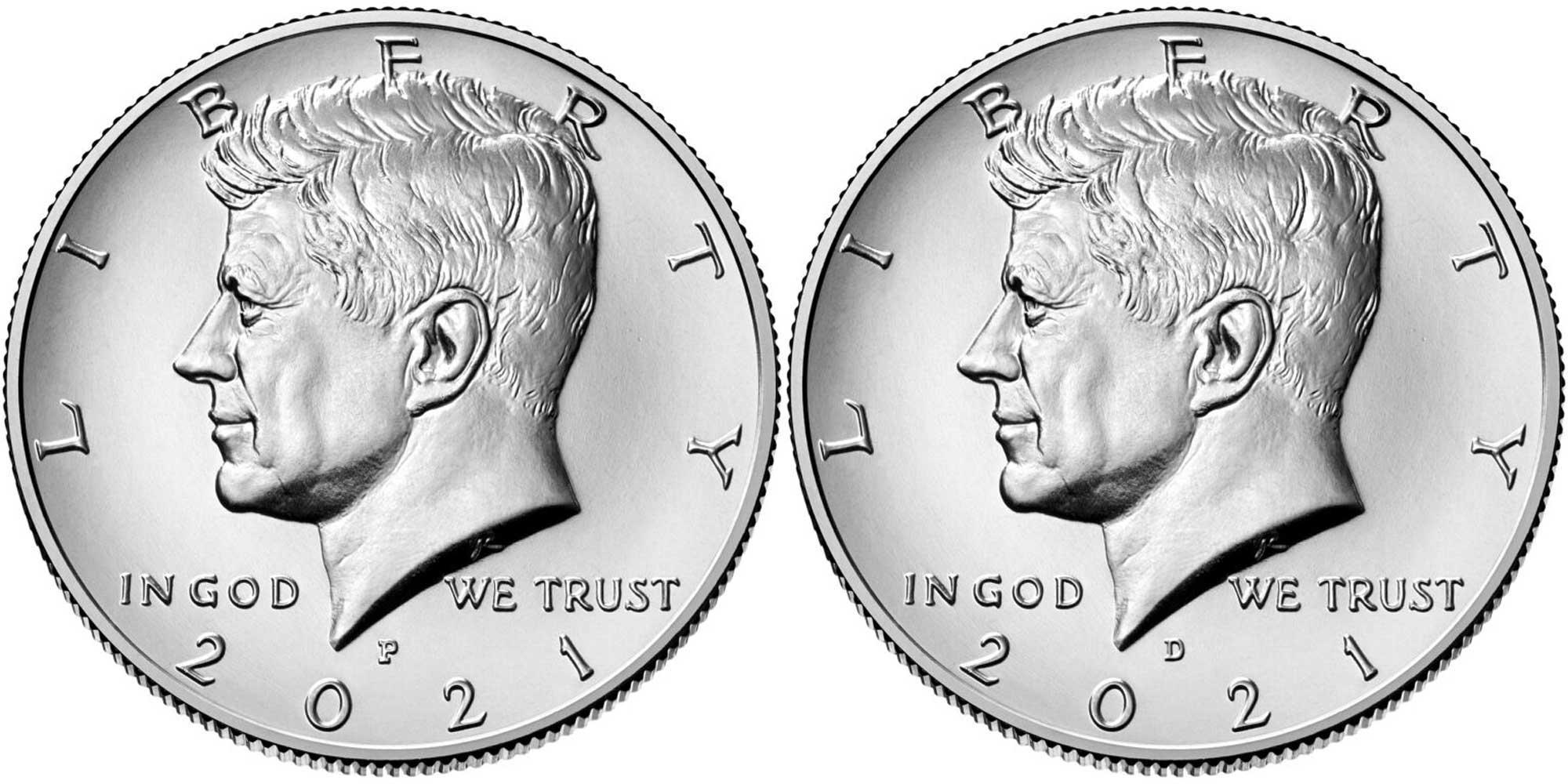 2021 P & D Kennedy Half Dollars GEM BU 2021 Kennedy Halves