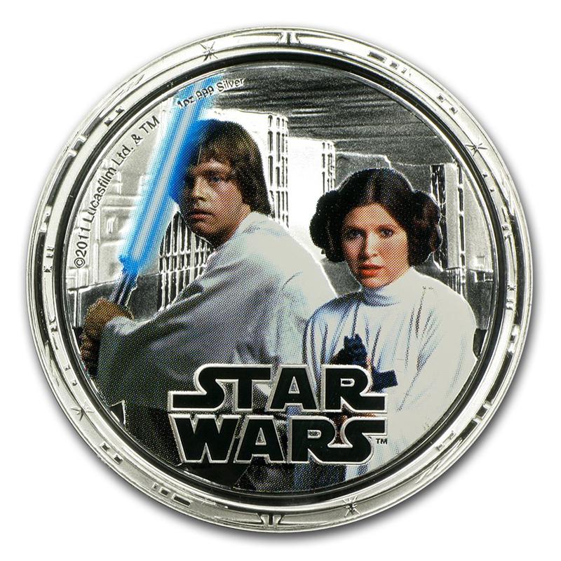 2011 Niue Star Wars  Millennium Falcon Set 1 oz Silver Colorized Proof $2 4 Coin Set GEM Proof