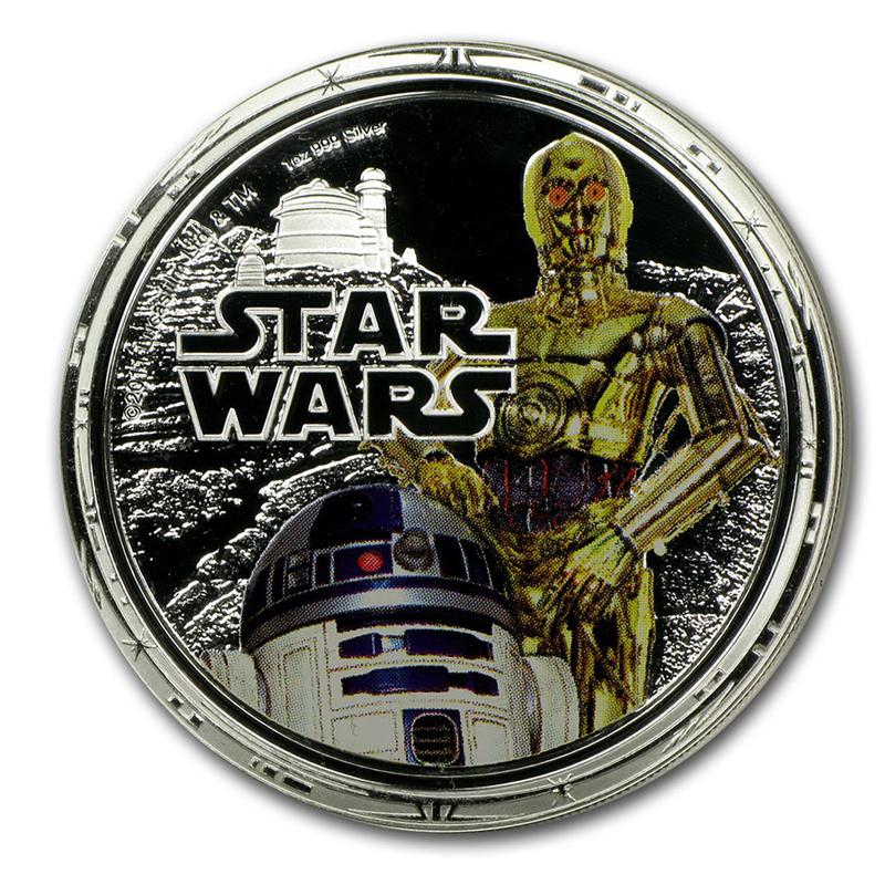 2011 Niue Star Wars  Millennium Falcon Set 1 oz Silver Colorized Proof $2 4 Coin Set GEM Proof