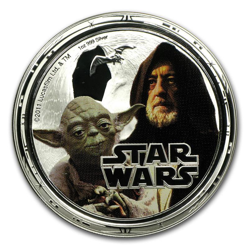 2011 Niue Star Wars  Millennium Falcon Set 1 oz Silver Colorized Proof $2 4 Coin Set GEM Proof