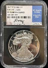 2017-W American Silver Eagle Dollar  NGC PF 70 Ultra Cameo Early Releases Signed by Moy