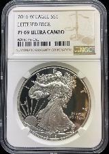 2016-W American Silver Eagle Dollar PROOF in NGC PF 69 ULTRA CAMEO Lettered Edge