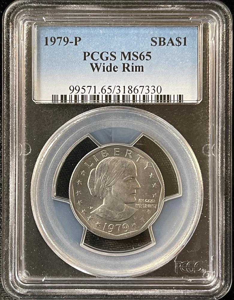 1979-P Susan B. Anthony (SBA) Dollar Wide Rim / Near Date in PCGS MS 65