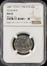 2004-D "Extra Leaf Low" Wisconsin Quarter in NGC MS 65