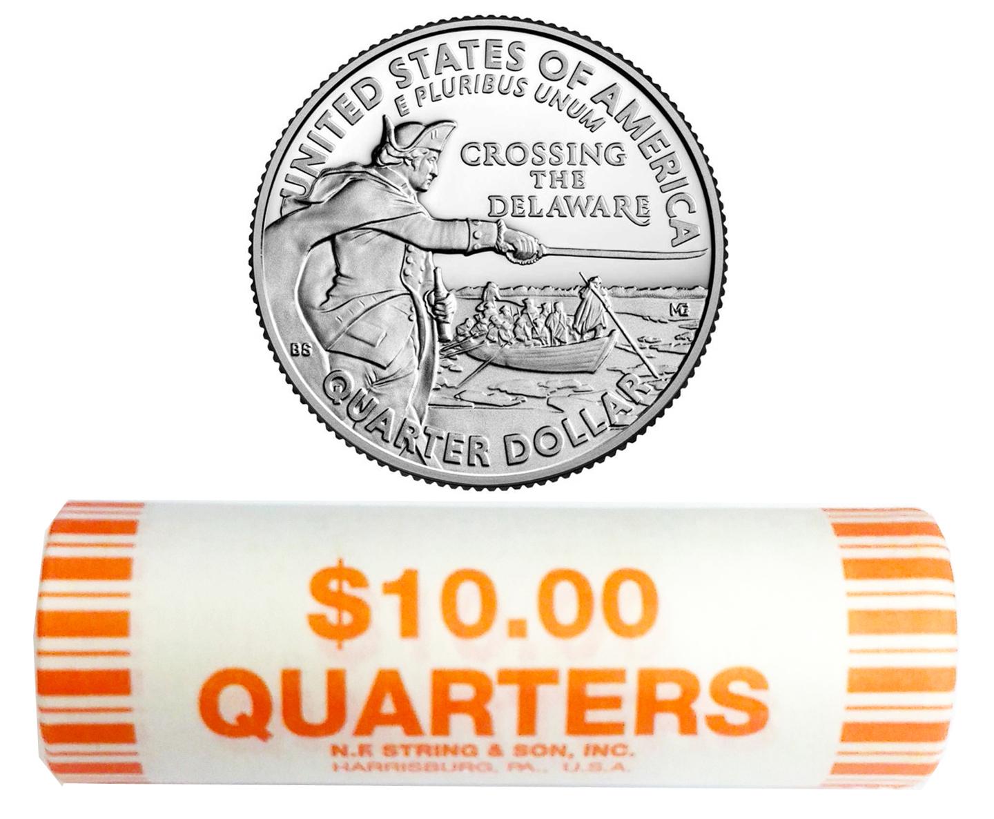 2021-P Washington Crossing the Delaware Quarter Roll GEM BU