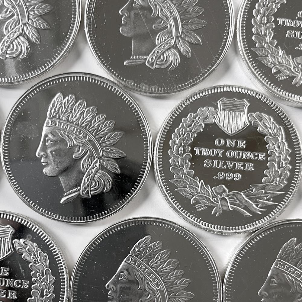 1-Ounce .999 Fine SILVER Rounds - Indian Head