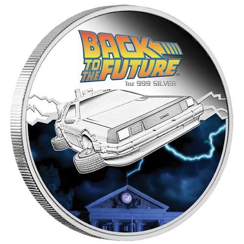 Back to the Future 2015 1oz Silver Proof Coin Collector's Set, Colorized with DeLorean DMC-12 Case