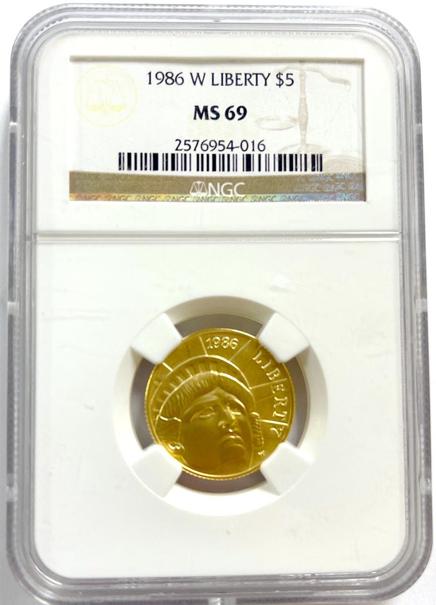 1986-W Gold $5 Commem Statue of Liberty in NGC MS 69