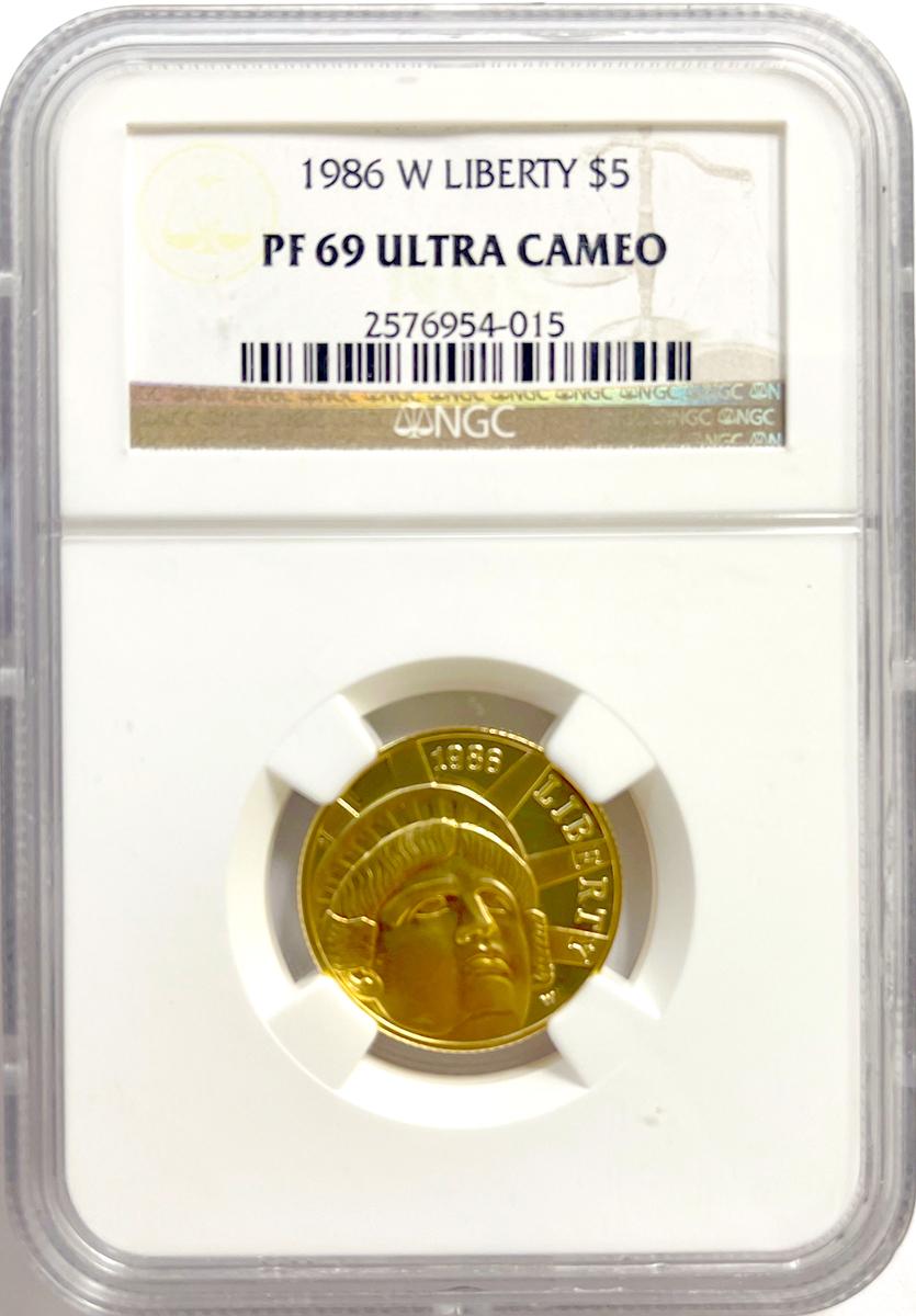 1986-W Gold $5 Commem Statue of Liberty PROOF in NGC PF 69 UCAM