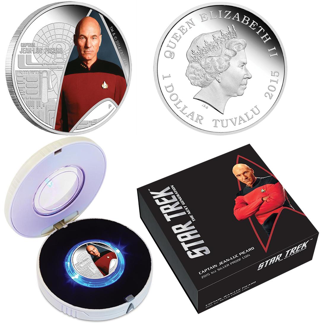 Star Trek 2015 Captain Jean-Luc Picard 1oz Silver Proof Coin Collector's Set