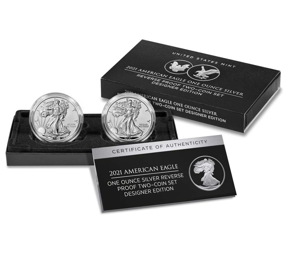 2021 American Silver Eagle Two Coin 1 oz Reverse Proof Set Designer Edition