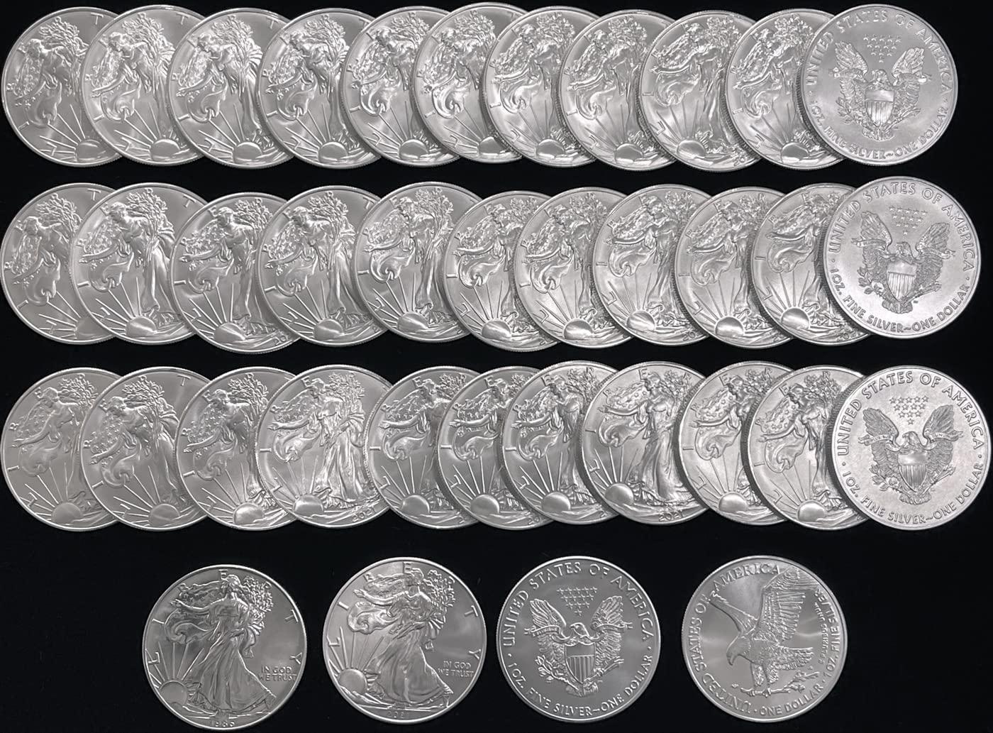 Silver Eagle Complete Set of BU American Silver Eagle Dollars 1986 to 2022 Includes Type 1 and Type 2 from 2021