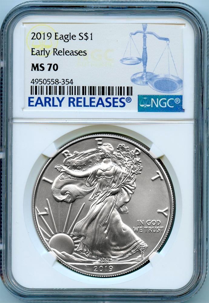 2019 American Silver Eagle Dollar in Early Releases NGC MS 70
