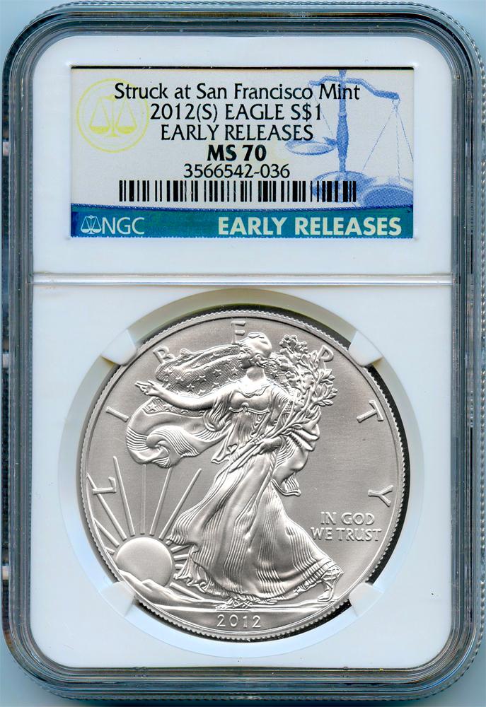 2012 (S) American Silver Eagle Dollar in Early Releases NGC MS 70 - $64.95