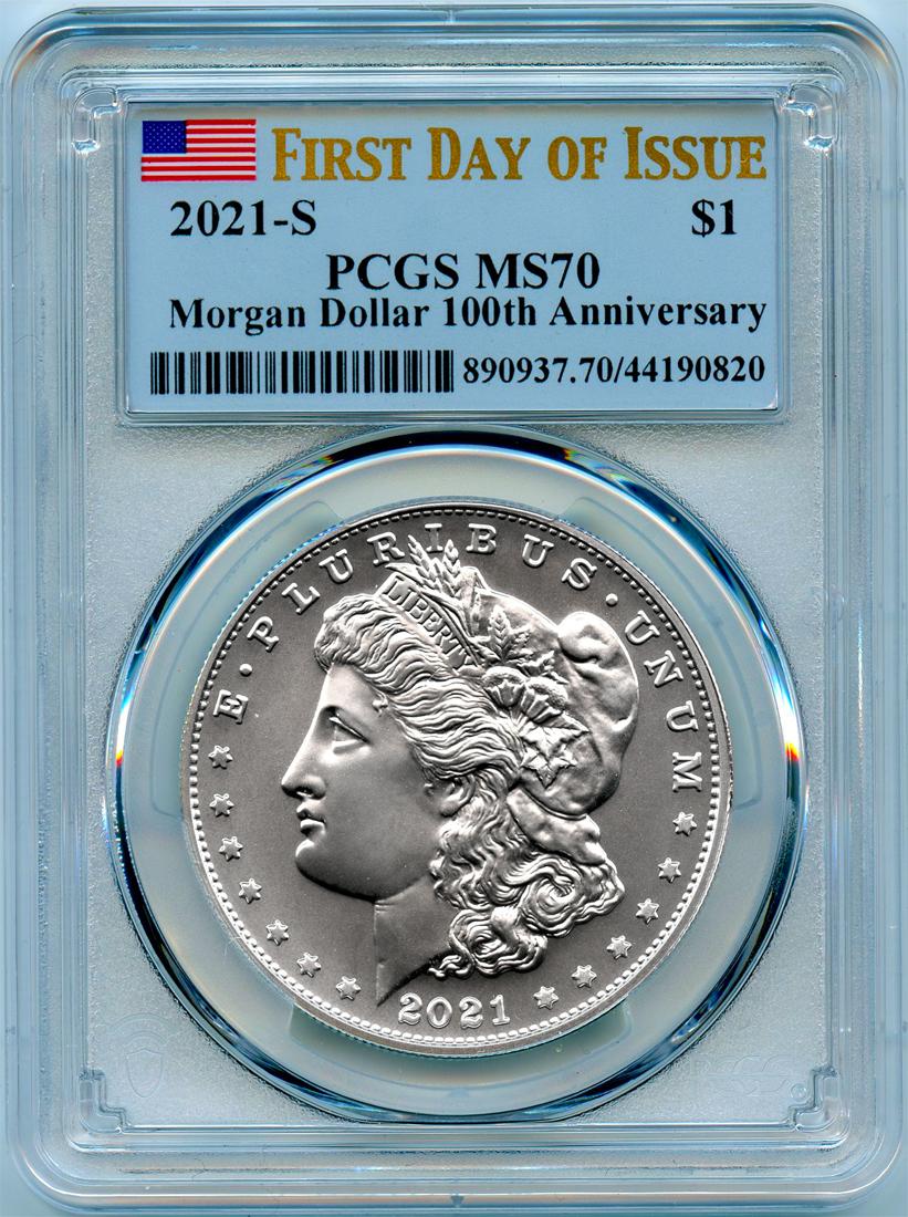 2021-S Morgan Silver Dollar in PCGS MS 70 First Day of Issue