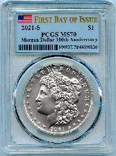 2021-S Morgan Silver Dollar in PCGS MS 70 First Day of Issue