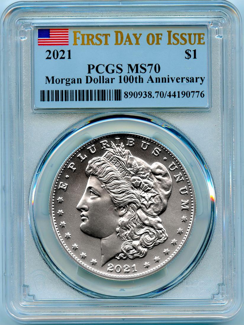2021 (P) Morgan Silver Dollar in PCGS MS 70 First Day of Issue