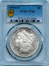 1878 8TF Morgan Silver Dollar in PCGS MS 63