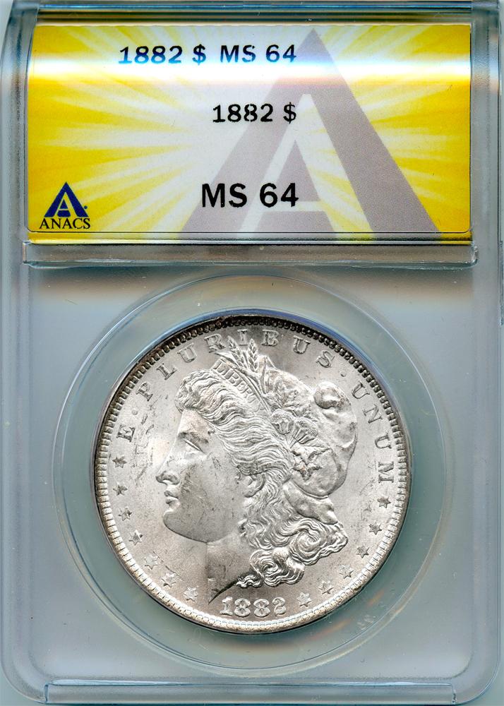 1882 Morgan Silver Dollars in ANACS MS 64