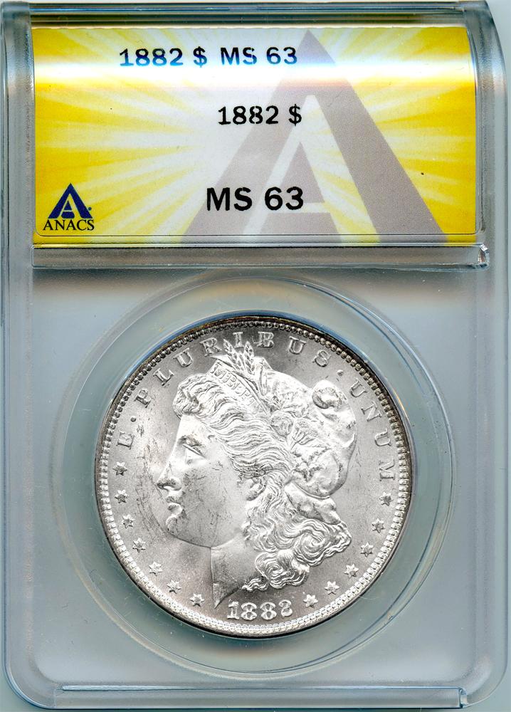 1882 Morgan Silver Dollars in ANACS MS 63