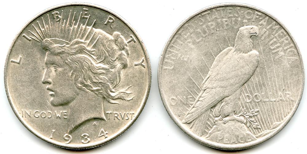 1934-D XF Peace Silver Dollar
