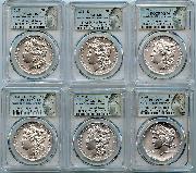 2021 Morgan and Peace Dollar 100th Anniversary 6 Coin Set PCGS MS 70 First Day of Issue