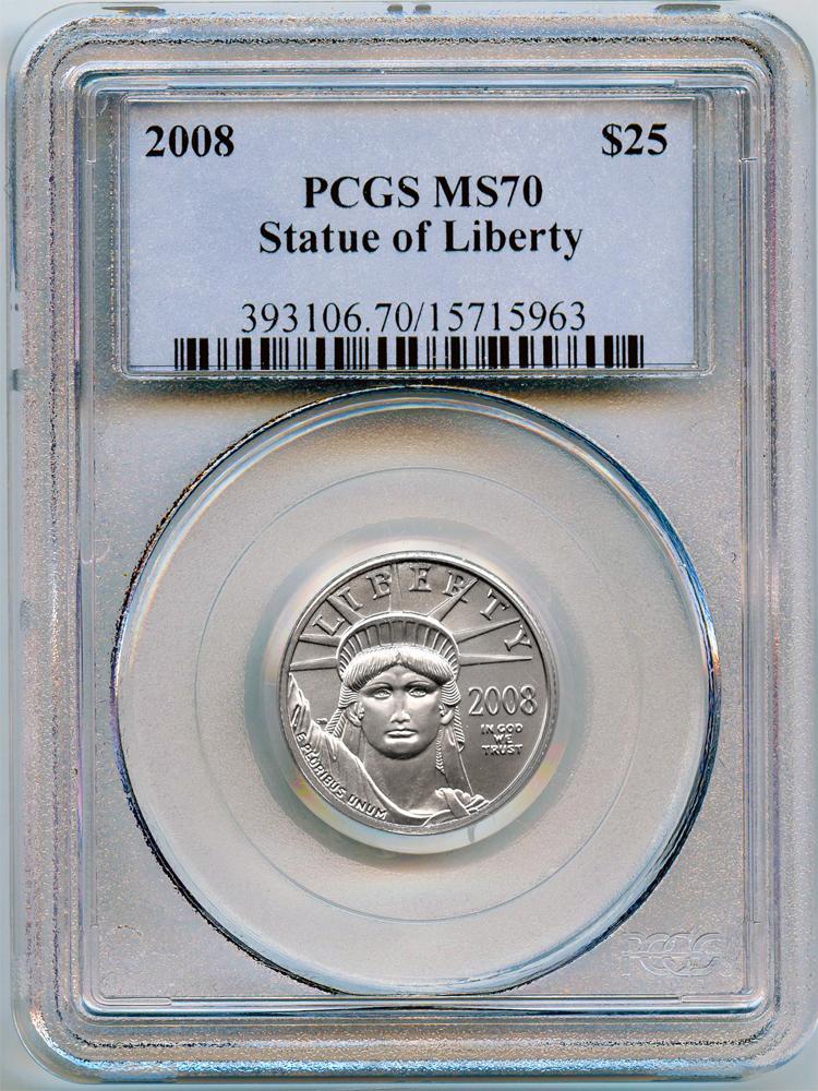 2008 $25 Platinum American Eagle 1/4 oz in PCGS MS 70