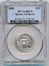 2008 $25 Platinum American Eagle 1/4 oz in PCGS MS 70
