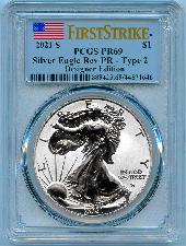 2021-S American Silver Eagle Dollar Type 2 REVERSE PROOF in PCGS First Strike PR 69