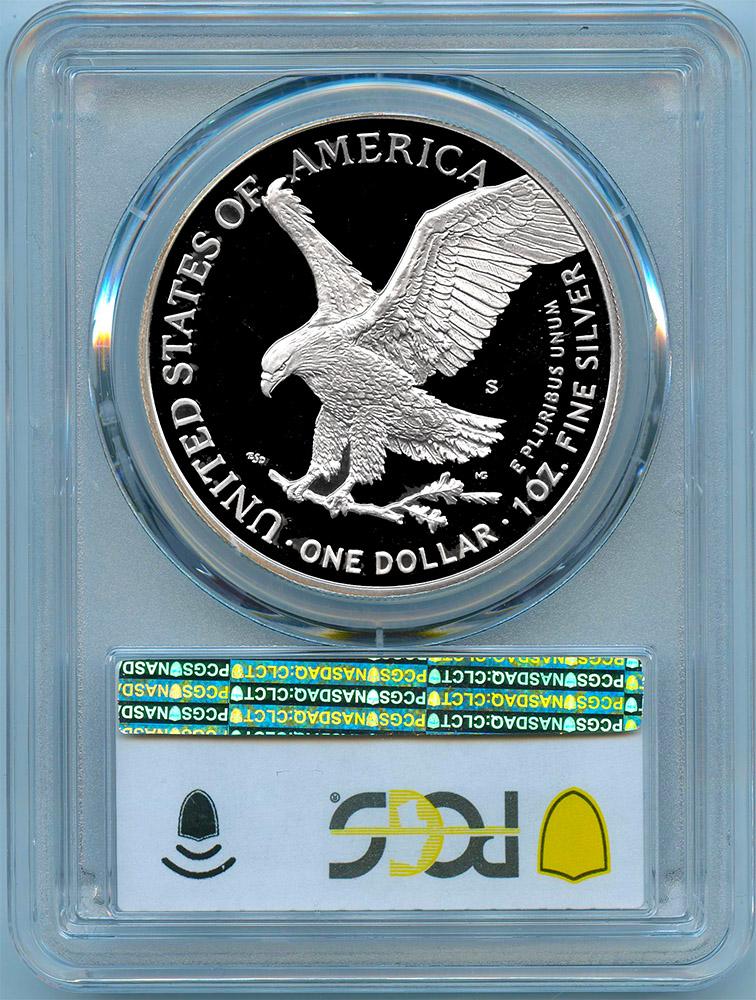 2021-S American Silver Eagle Dollar Type 2 PROOF in PCGS First Strike PR 69 DCAM