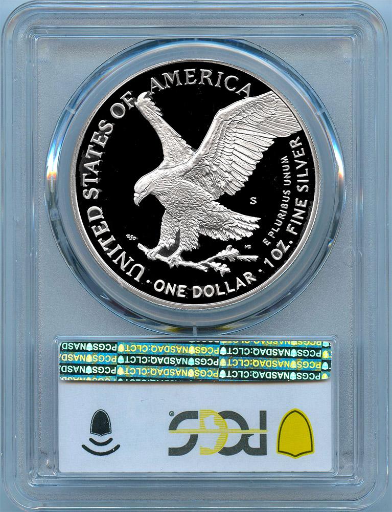 2021-S American Silver Eagle Dollar Type 2 PROOF in PCGS First Strike PR 70 DCAM