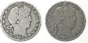 90% U.S. Silver Coins - 2 x Barber Half Dollars AVG Circ - $1 Face Value Lots